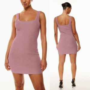 BABATON Aritzia Sculpt Knit Ribbed Squareneck Tank Mini Dress Sz XS Claremont